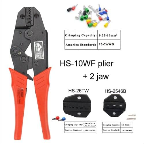 HS-10WF+7 Jaw SN28B/48B/16WF/02WF/2/06WF 23-7AWG 0.25-10mm2 european style plier Crimp Pliers VE Tube Bootlace Terminal Tool