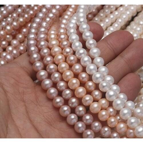 Jewelry DIY Necklace Bracelet beads natural fresh water pearl round 7-8mm flawed semi finished material