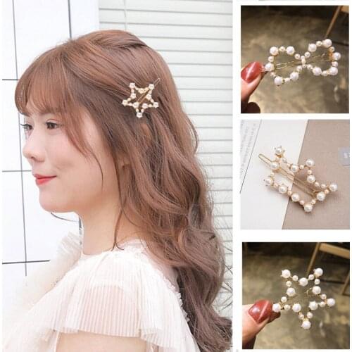 Pearl Hair Clip Fashion Snap Hairclip Barrette Headwear Hair Accessories for Women Girls Party Wedding Dating Daily Wear