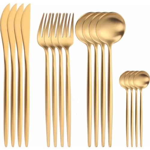Gold Tableware Stainless Steel Golden Knives Forks Spoons Cutlery Set Kitchen Gold Dinnerware Set Western Eco Friendly Flatware