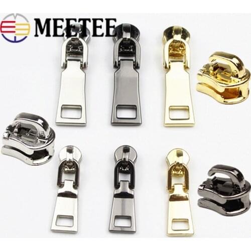 10Pcs Meetee 3# 5# Metal Zipper Sliders Zipper Head Lightning Repair Kit Zipper Puller DIY Sewing Clothing Bags Kits Accessories