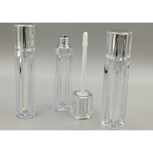 150pcs 8ml Empty Transparent Pe Lip Gloss Tubes Plastic Lipstick Mini Cute Sample Cosmetic Container With Gold /silver Cap