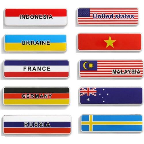 3D Aluminum Alloy Car Sticker Motorcycle Decal Malaysia Vietnam UKRANIE TURKEY INDONESIA KOREA Sweden UK USA EU National Flag