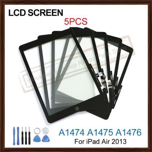 5PCS/SET AAA+ LCD Glass For iPad Air 2013 A1474 A1475 A1476 LCD Touch Screen Digitizer Panel Front Outer Black White Replacement