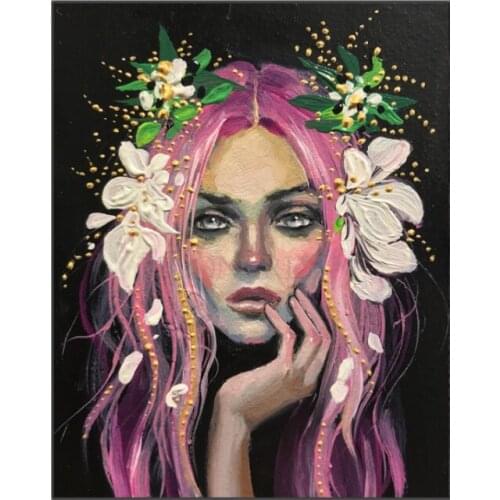 Flower Girl 5D DIY Square/Round Diamond Painting Mosaic Cross Embroidery Home Decoration Mural Christmas Gift New Year