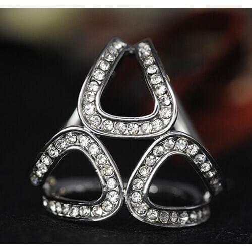 3-Ring Rhinestone Inlaid Shawl Scarf Buckle Brooch Pin Silk Clip Jewelry Decor