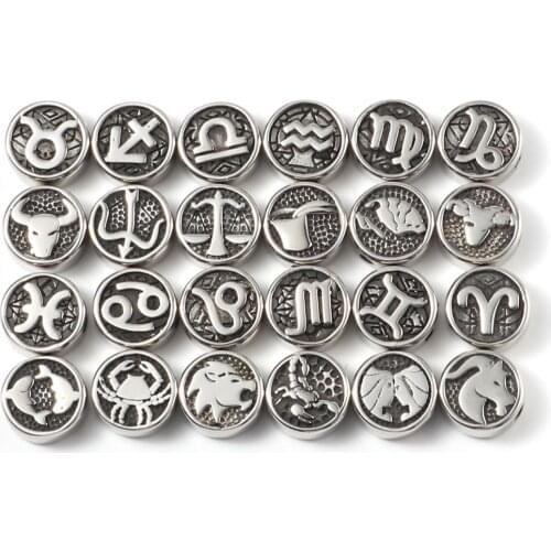 10mm Punk Style Stainless Steel Beads Round Gunmetal Constellation Metal Beads DIY Making Bracelets Necklace Jewelry Gifts,2PCs