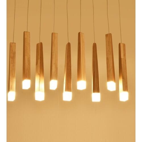 Wood Light Pendant Lamp Kitchen Hanging Lamp Wooden Hanging Light Living Room Modern Foyer Lights Loft Shop Lamp MJ1113