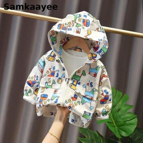 2-7y Children Jackets Kids Coats Autumn Winter Boys Girls Outerwear Baby Hooded Cartoon Print Clothing Zipper Casual Clothes y28