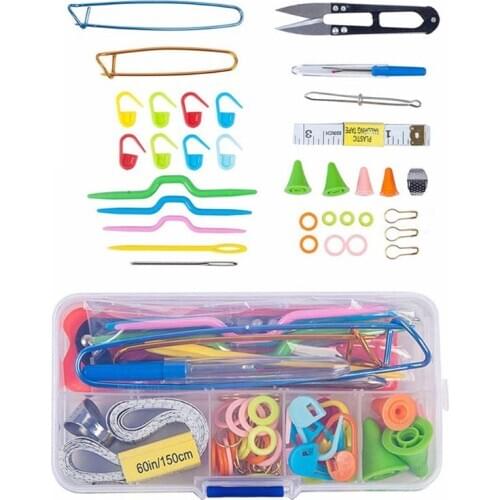 DIY Craft Knitting Needles Tools Set Crochet Hooks Clip Stitch Markers Scissors NEW