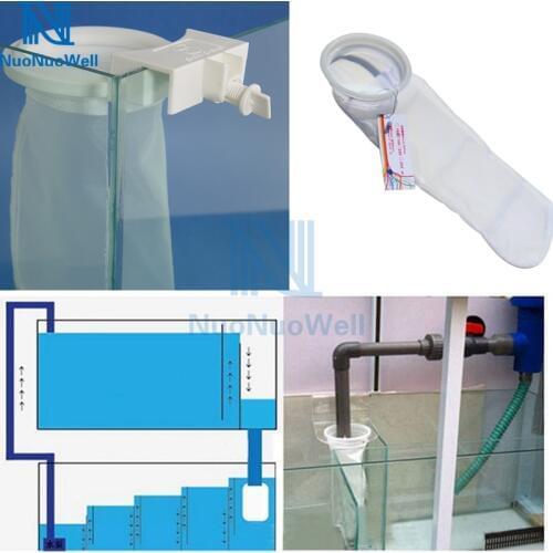 NuoNuoWell 4" Aquarium Marine Filter Sump Micron Nylon Sock Bag Bracket Holder Fish Tank Mesh Bag Water Purifier