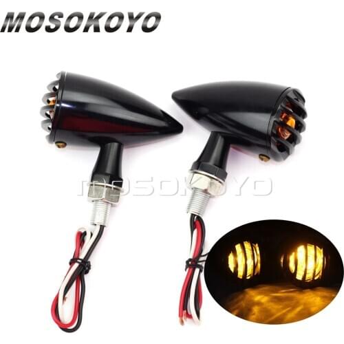 Bullet Indicator Flasher Light Motorcycle LED Amber Turn Signal Blinker Lights for Chopper BOBBER Cafe Racer Cruisers