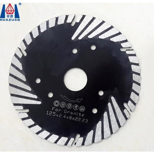 Huazuan 5" 125mm Diamond Saw Blade Granite Stone Cutting Segmented Turbo Teeth Slant Protection Cutting Disc