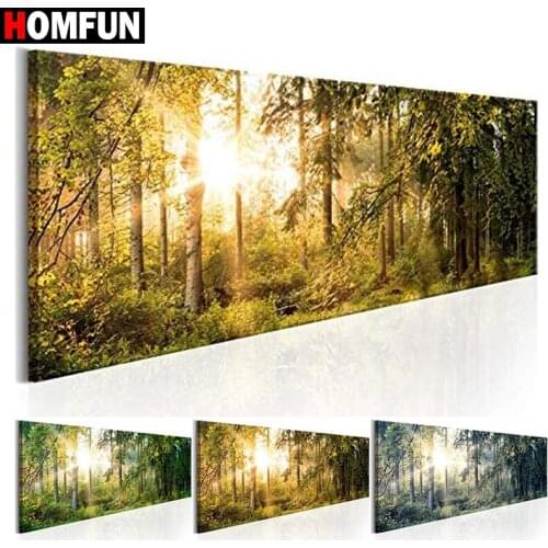 HOMFUN Rhinestone Painting Crystal Decor Diy Diamond Painting "Forest scenery" 3D Cross Stitch Pattern Diamond Embroidery