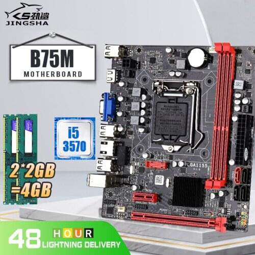 B75M Motherboard Set B75 LGA 1155 for i3 i5 i7 CPU with I5-3570 CPU and DDR3 2*2GB 4GB PC RAM 1333MHZ Motherboard Kit