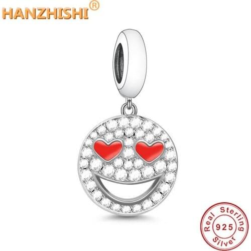Red Eye Smile Dangle Charms Fit Original Necklace Bracelet DIY Jewelry Making 925 Sterling Silver Zircon Pendant Beads 2021