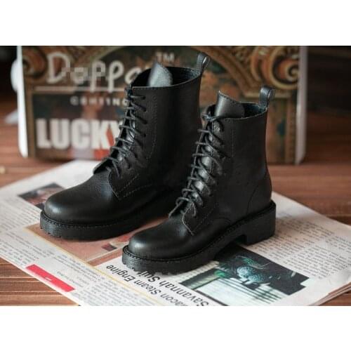BJD doll shoes fit in 1/3 SD17 Uncle size fashion and versatile new British overalls high top Martin boots with lace-up black