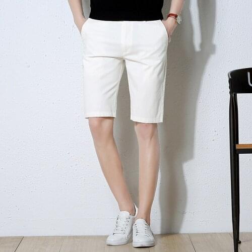 Summer suit shorts mens and white fashion loose wear pants casual ice silk mens 5 minutes pants