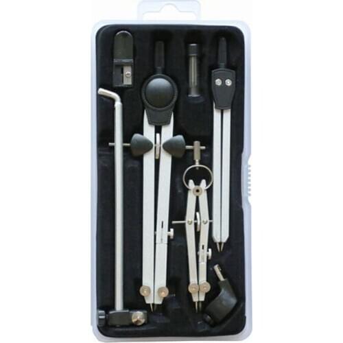 Metal Quick Setting Compass Set 7 In 1 School Student Compass with Lead Box Math Geometry Compass for Drawing Measuring Tool