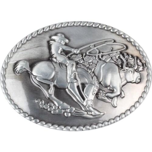 Men Alloy Belt Smooth Buckle Western Jeans Pattern Gold Silver Two Color