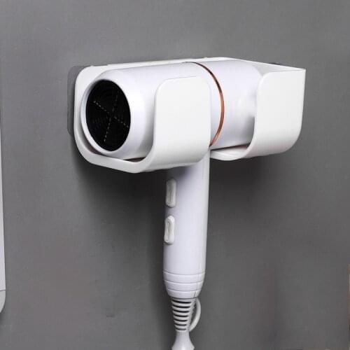 Wall Mounted Hair Dryer Holder Bathroom Finishing Self-Adhesive Blower Storage Rack Nailless Punch-free Supplies Shelf Organizer