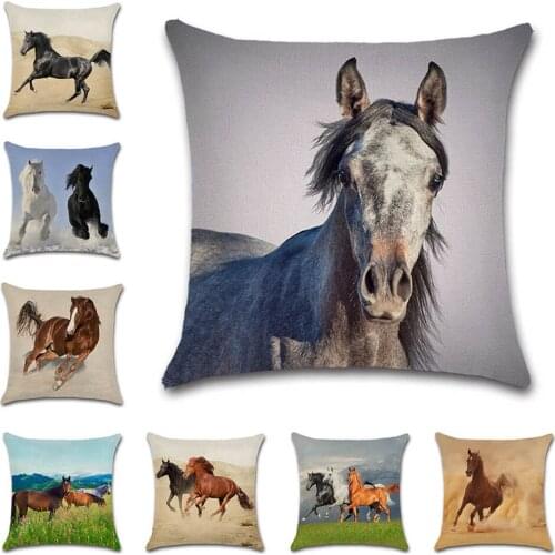 Horse Art Print Animals Cushion Cover decorative Home chair car seat friend Decor Living room sofa kids gift pillowcase