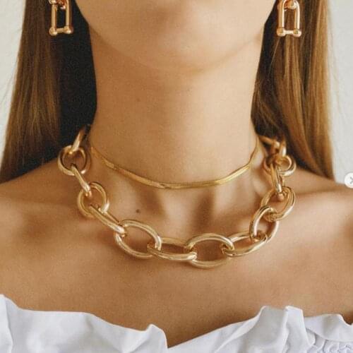 New Fashion Gold Color Punk Vintage Necklaces For Women Thick Chain Statement Necklaces & Pendants Female Jewelry Party Gifts