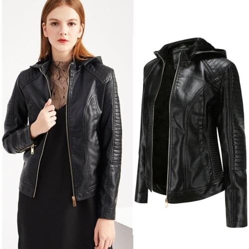 Autumn Winter Fleece Faux Leather Jacket Women Casual Basic Coats Add Fleece Thick Warm Waterproof Windproof Leather Jacket