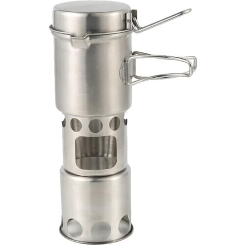 Portable Mini Camping Folding Windproof Pot Set /Stove Outdoor Barbecue Cookware Round Hotplate Furnace Wood Burner Cook