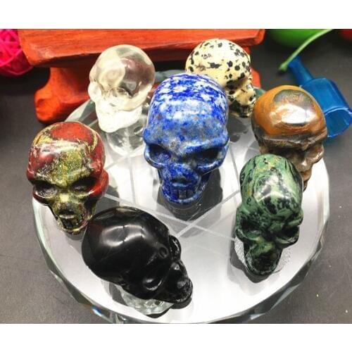 Natural quartz crystal seven color energy stone carved skull seven star array spirit chakra pendant