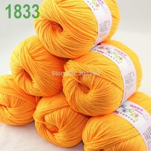 Sale Lot of 6 balls x 50g (147y) Cashmere Silk velvet Hand knitting Yarn Tangerine 1833