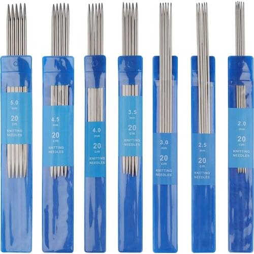 5Pcs/pack 20cm Straight Knitting Needles Stainless Steel Crochet Hook DIY Sweater Weave Knitting Tools Size 2-5mm (7pack)