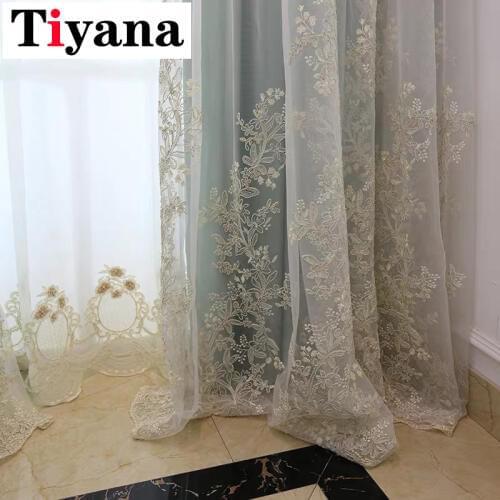 Romantic Luxury Curtains Window Drapes Tulle For Living Room Exquisite Embroidery Sheer Curtains Wedding Decor M201Y