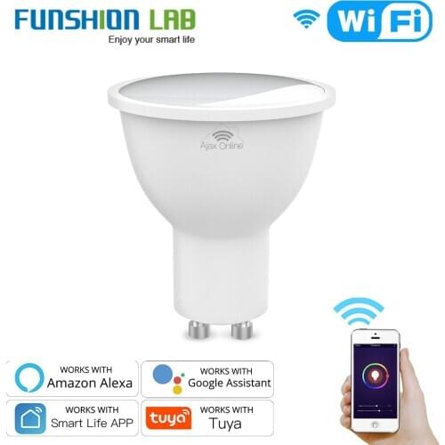 GU10 WiFi Smart LED Bulbs RGBW C W White 4.5W Dimmable Lamps Smart Life Tuya Remote Control Light Bulbs Work with Alexa/Google