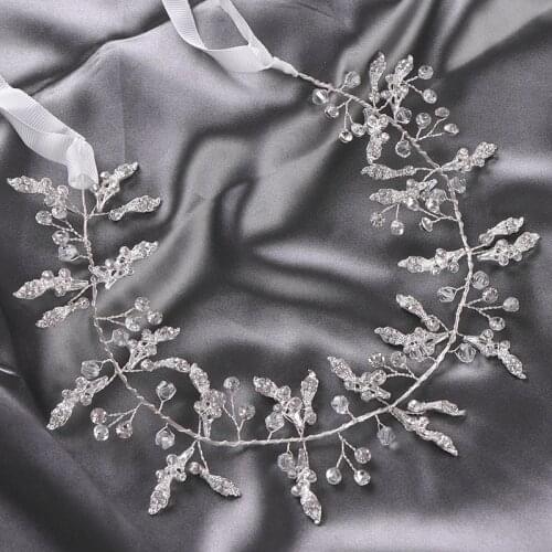 Rhinestone Headband Bridal Hair Accessories Silver Color Rhinestone Leaf Hair Ornament For Wedding Headband Decoration for Hair