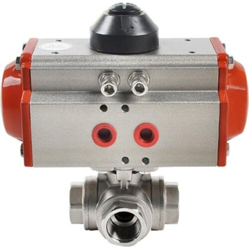 DN25 three way ball valve pneumatic valve stainless steel ball valve