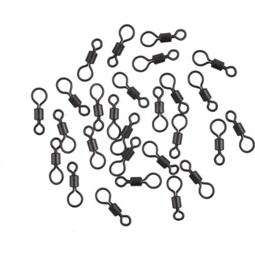 200Pcs/lot Carp Fishing Swivel connector Helicopter Chod Rig Big eye Matt Black Quick link rigs swivels for Carp Fishing Tackle