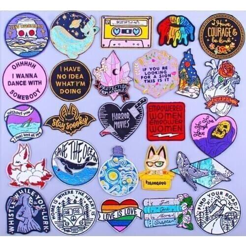 Embroidery Punk Patch Cartoon Embroidered Patches For Clothing Van Gogh Patch For Clothing Iron On Patches On Clothes Stickers