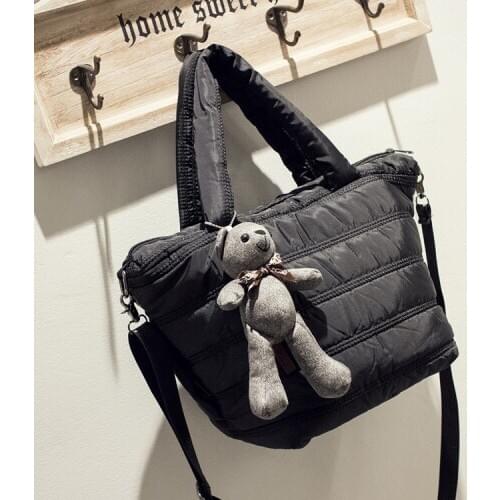 Women bag Autumn winter tote bag Nylon Casual Solid shoulder bag handbag ladylike Korean Down jacket bag high-capacity