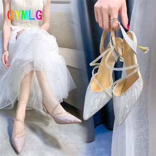 2021 new summer high-heeled sandals female stiletto shallow mouth Baotou ladies sexy fashion rhinestone womens single shoes