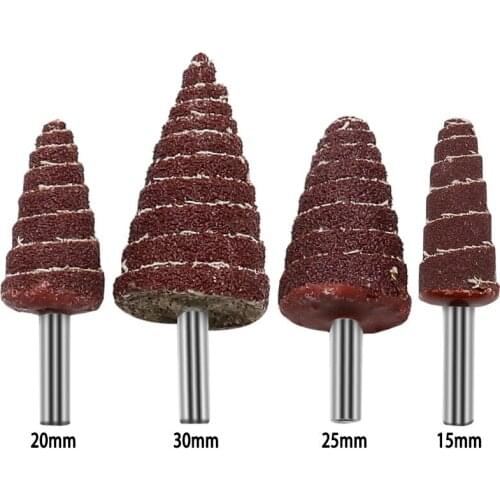 1Pcs 6MM Shank 80 Grit Tapered Cone Grinding Head Sandpaper Flap Wheels Polishing Sanding Tools For Drill Wheel Conical Rotary