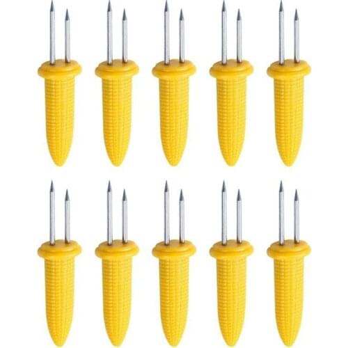 10Pcs Corn on The Cob Holders Stainless Steel Corn Holders Corn on The Grill, Corn on The Cob Skewers Double Fork Sweet Corn