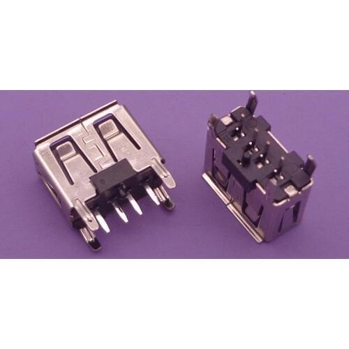 10Pcs/lot A Type Flat Angle 180 Degree Female USB PCB Connector Socket USB Jack Plug (black)