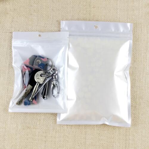 1000PCS 14*22cm White/Clear Self Seal Zipper Reclosable Plastic Retail Packaging Storage Bag,Zip Lock Bag Retail Package W/ Hang