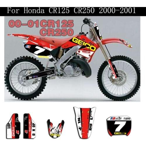 2000-2001 CR 125 250 Free Custom Team Graphics Backgrounds Decals 3M Stickers Kit Dirt Bike For Honda CR125 CR250 2000 2001