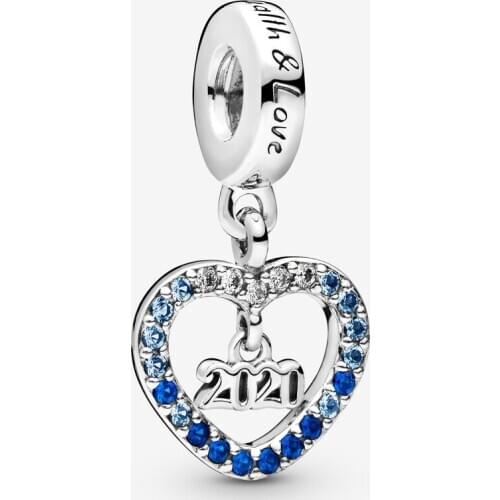 2020 New Year Dangle Charm Fits Pandora Bracelet 925 Sterling Silver Metal Beads for Jewelry Making Women Gift