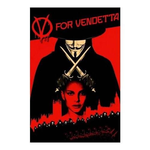 24style V for Vendetta Movie Film Print Silk Poster for Your Home Wall Decor 24x36inch
