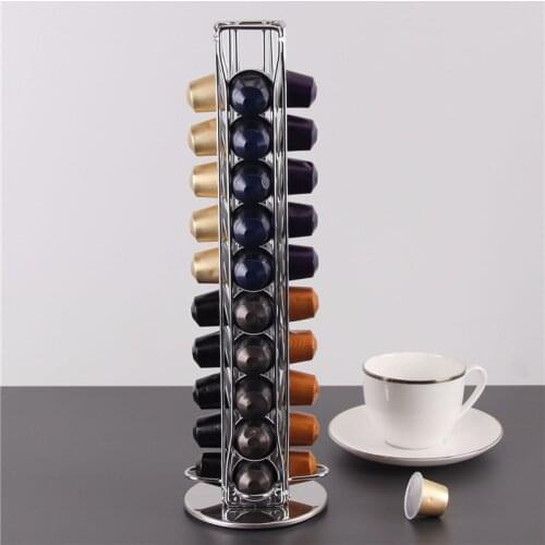 40 Cups Nespresso Coffee Pods Holder Rotating Rack Coffee Capsule Stand Dolce Gusto Capsules Storage Shelve Organization Holder