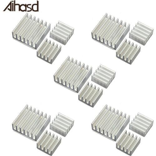 5 Sets Raspberry PI Pure Aluminum Heat Sink Set Kit Chip Heat Sink 5PCS 14*14*6mm + 10PCS 8*8*4mm