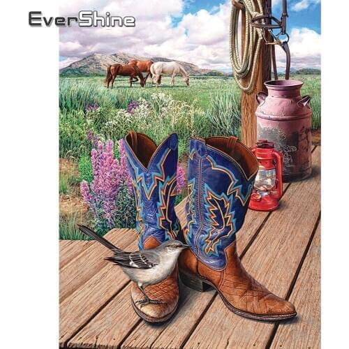 Evershine 5D DIY Diamond Painting Cartoon Full Square Diamond Embroidery Cross Stitch Kit Rhinestones Picture Country Art Style